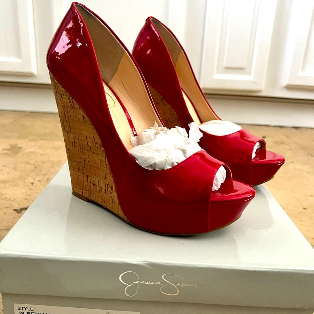Red Jessica Simpson Wedges.